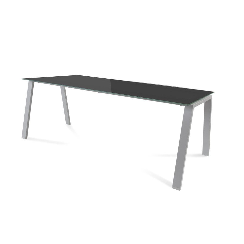 Kit Mesa Blanca 200 x 80 Aluminio/ Cristal Negro