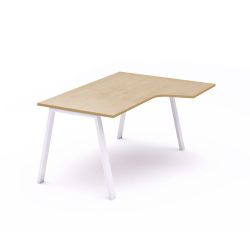 Kit Mesa Blanca L Derecha 180 x 120 Blanco/Haya