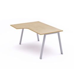 Kit Mesa Blanca L Izquierda 160 x 120 Aluminio/Haya