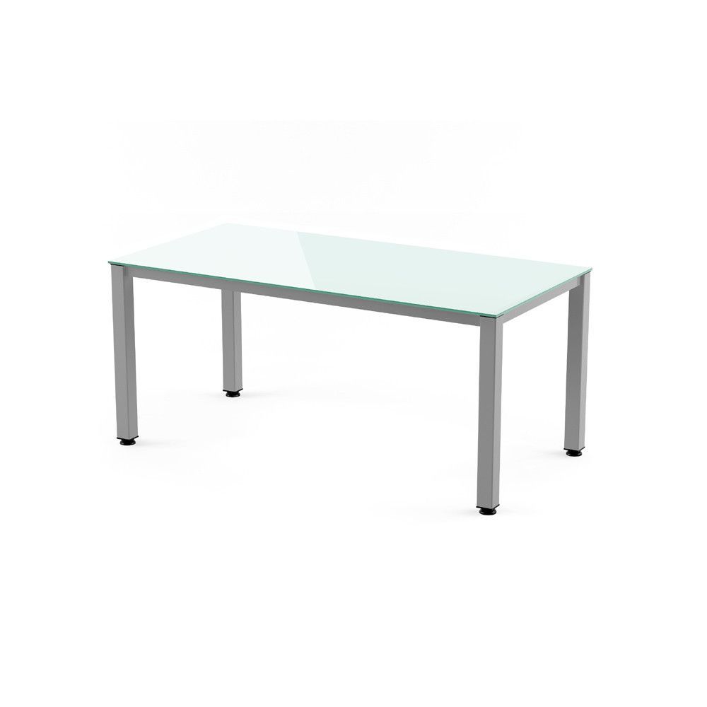 Kit Mesa Executive 140 x 80 Aluminio / Cristal Blanco