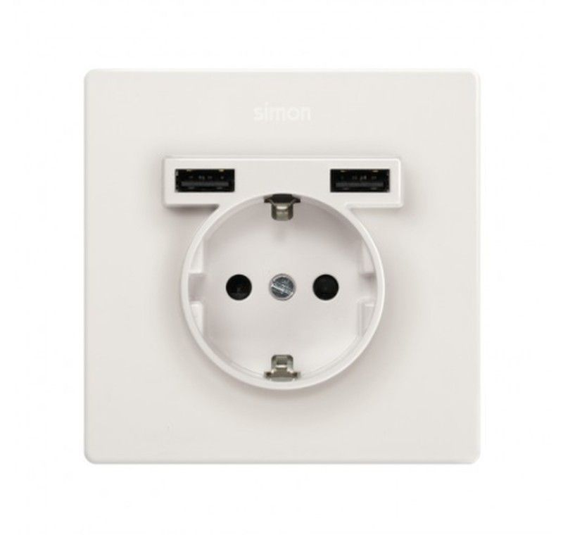 Kit Monoblock Schuko + 2 cargadores USB 1 elemento Simon 270  27190610-093