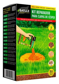 Kit reparador de césped, semilla+sustrato+fertilizante+retenedor de humedad