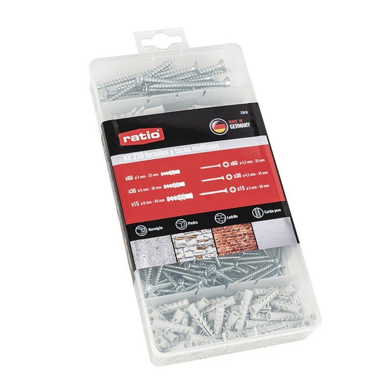 Kit tacos y tornillos RATIO Kit Tacos Y Tornillos 210 Pzas Ratio