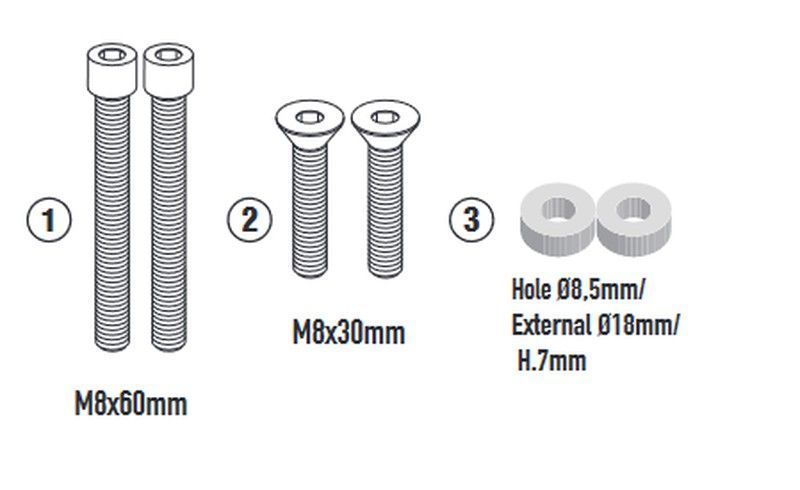 Kit tornilleria para maletas laterales r├Łgidas de serie V85 TT 2024>