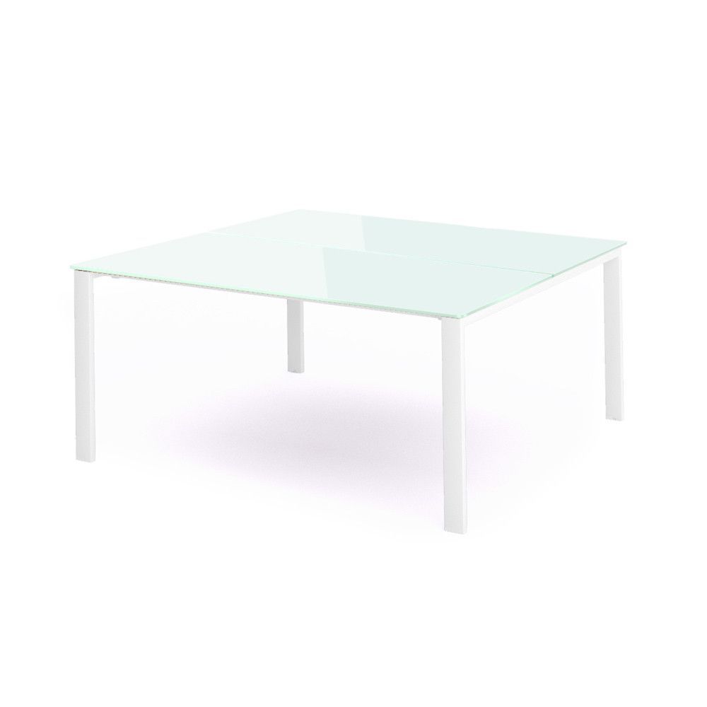 Kit Total Mesa 160 x 163 Blanco / Cristal Negro