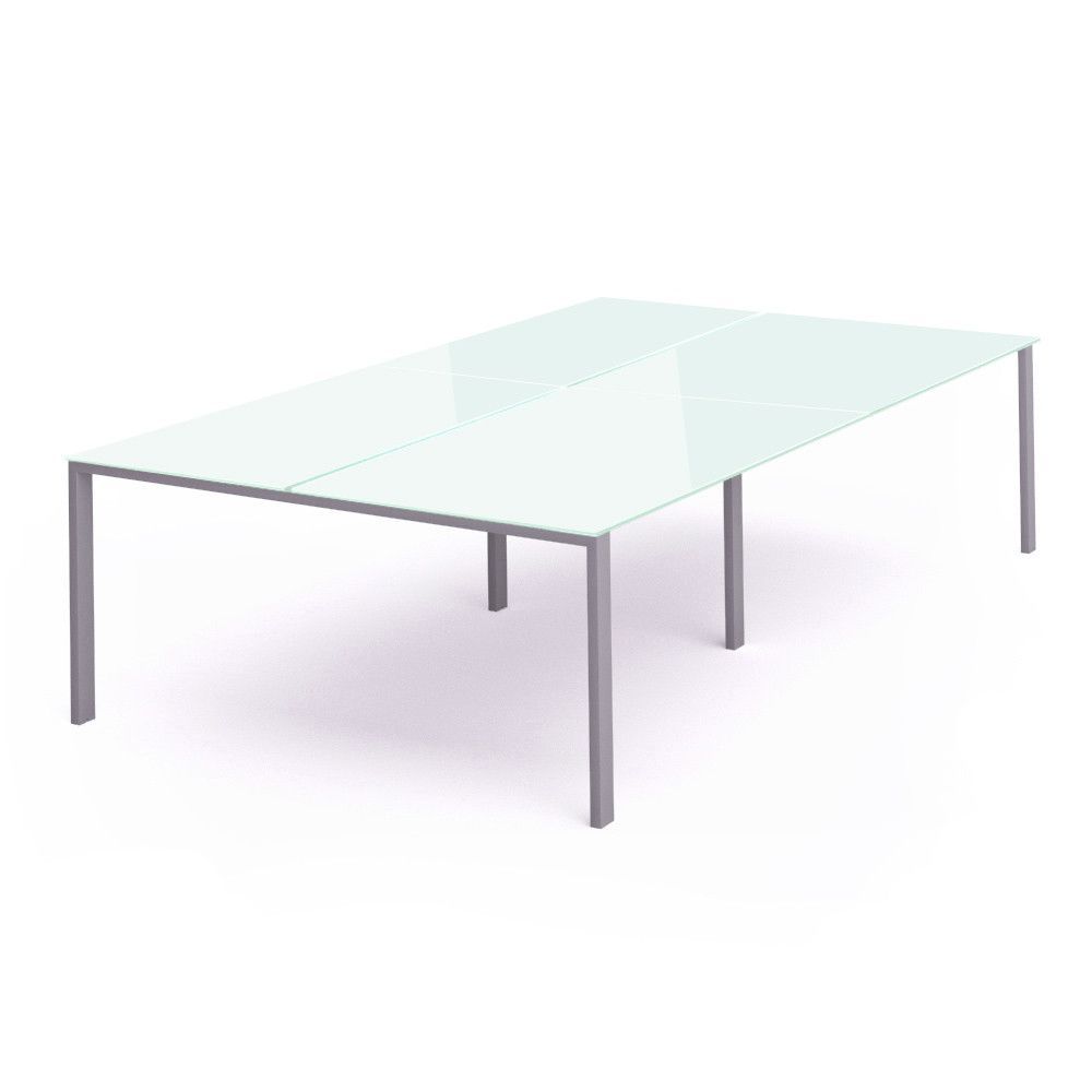 Kit Total Mesa 320 x 163 Aluminio / Cristal Blanco