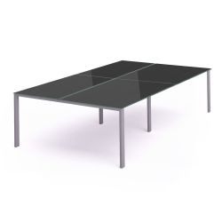 Kit Total Mesa 360 x 163 Aluminio / Cristal Blanco