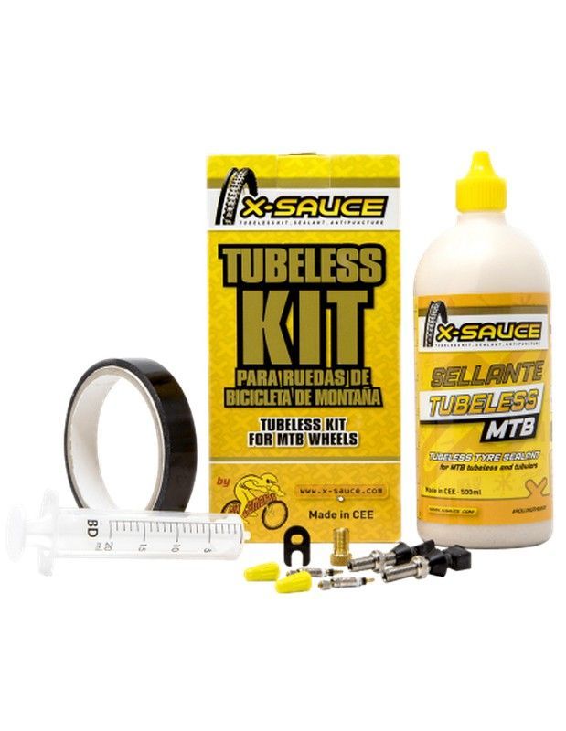 Kit Tubeless MTB X-Sauce – Válvula Fina + Cinta Negra 23mm