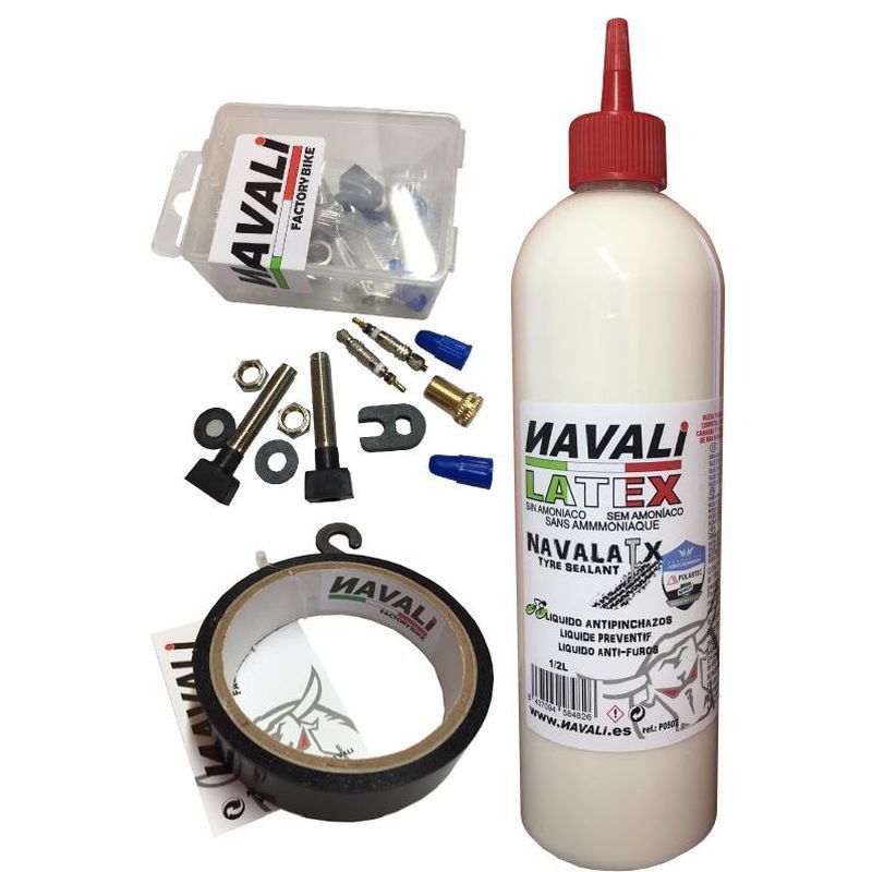 Kit tubeless navali (11 m x 20 mm-latex 500 ml-2 valvulas presta 44 mm)