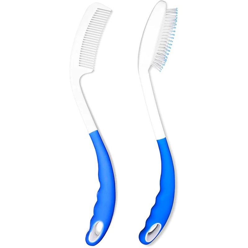 Kmina Cepillo Mango Largo y Peine Pelo (Pack) Empuñadura Gruesa y Ergonómica Aseo K40007