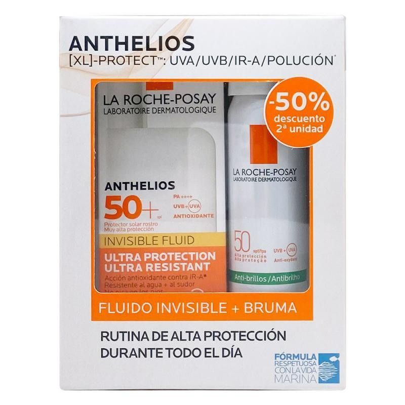 La Roche Posay Anthelios Pack Fluido Invisible SPF50+ 50ml + Bruma Anti-Brillos SPF50+ 75ml