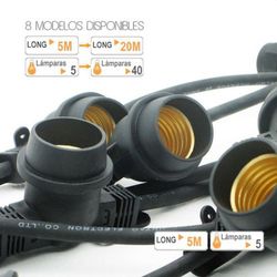 Laes 989007 guirnalda 5m/ 5 portalámparas e27 ip44