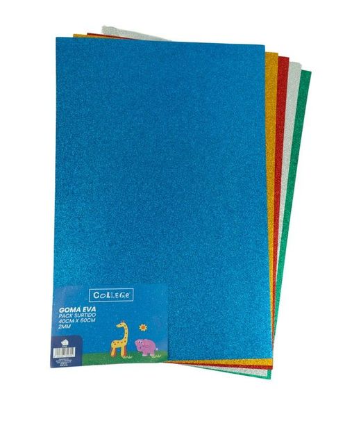 Lámina Goma Eva Brillantina 5 Colores Surtidos