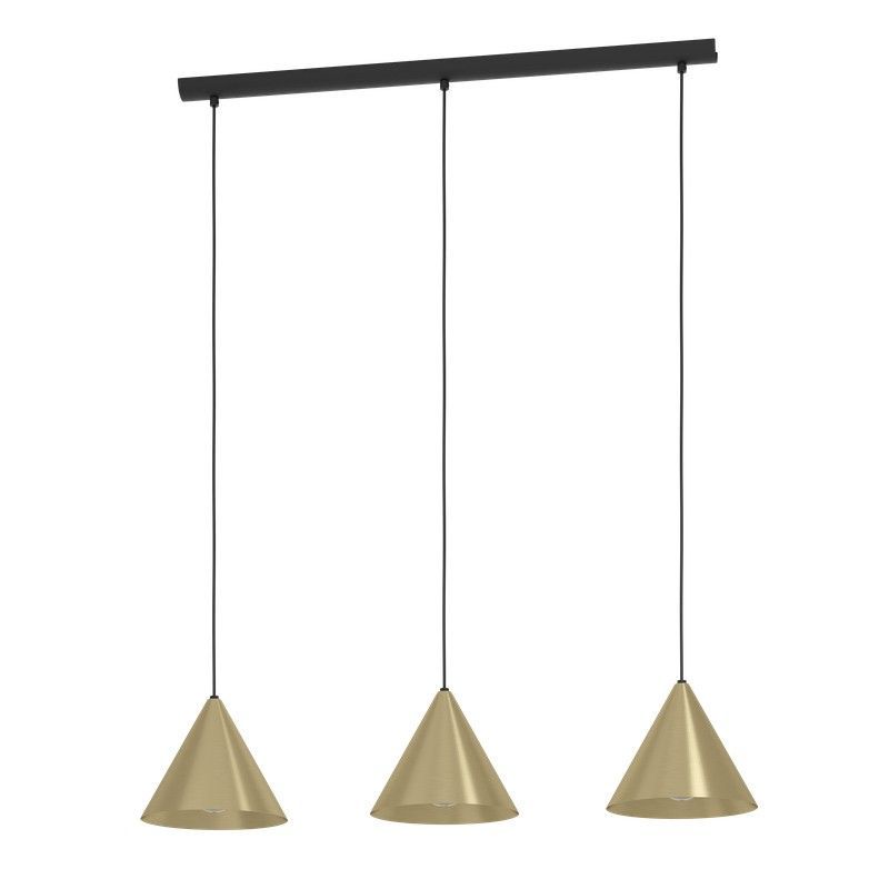 Lampara 3 luces Narices Oro Satinado-Negro