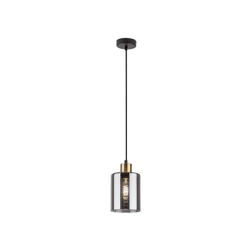 Lampara colgante 1l Negro/Cristal Fume Perez