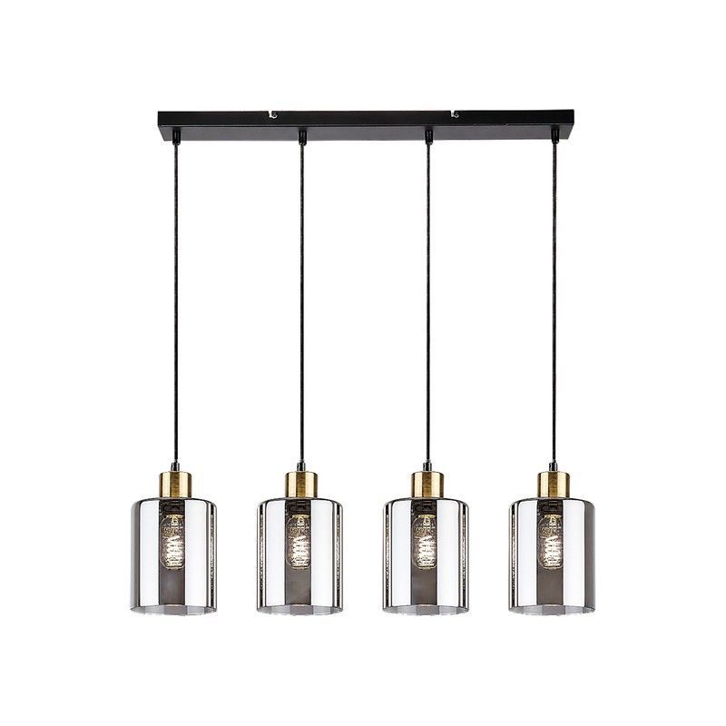 Lampara colgante 4l Negro/Cristal Fume Perez