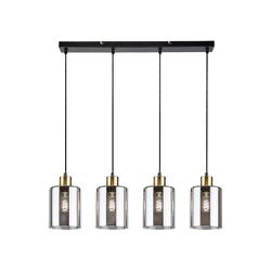 Lampara colgante 4l Negro/Cristal Fume Perez