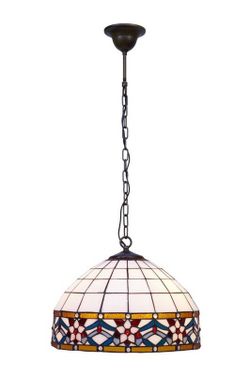 Lámpara Colgante con cadena Tiffany Serie Museum Diámetro 40cm Tiffan y Luz