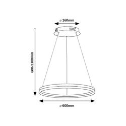 Lámpara colgante negro 600mm Isaure