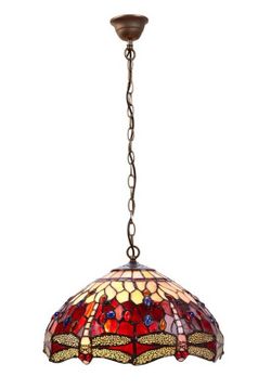 Lámpara Colgante Tiffany Serie Belle Rouge Diámetro 30cm Tiffan y Luz