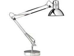 Lampara de escritorio unilux success 80 led brazo doble articulado cromado 40x40 cm base 20 cm diametro