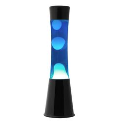 Lámpara de Lava 40 cm Base Negra Liq Azul y Cera Blanca I Total Regalo