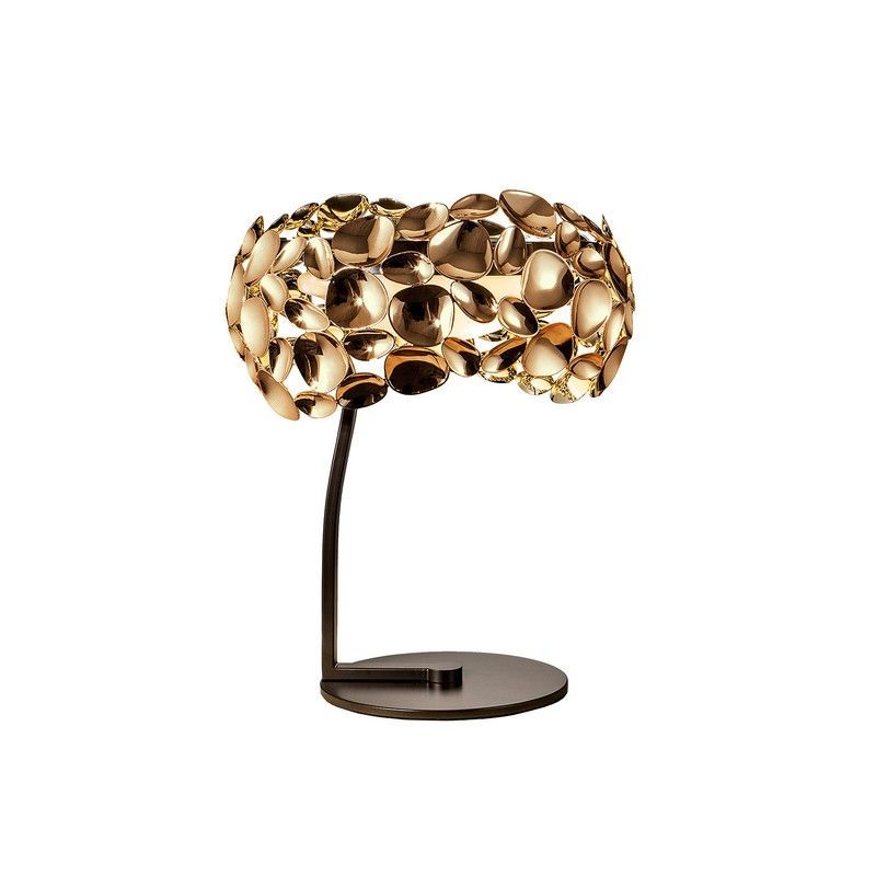 Lámpara de Mesa de 3 luces de Metal bañado de Oro rosa Narisa, Ø32x40cm