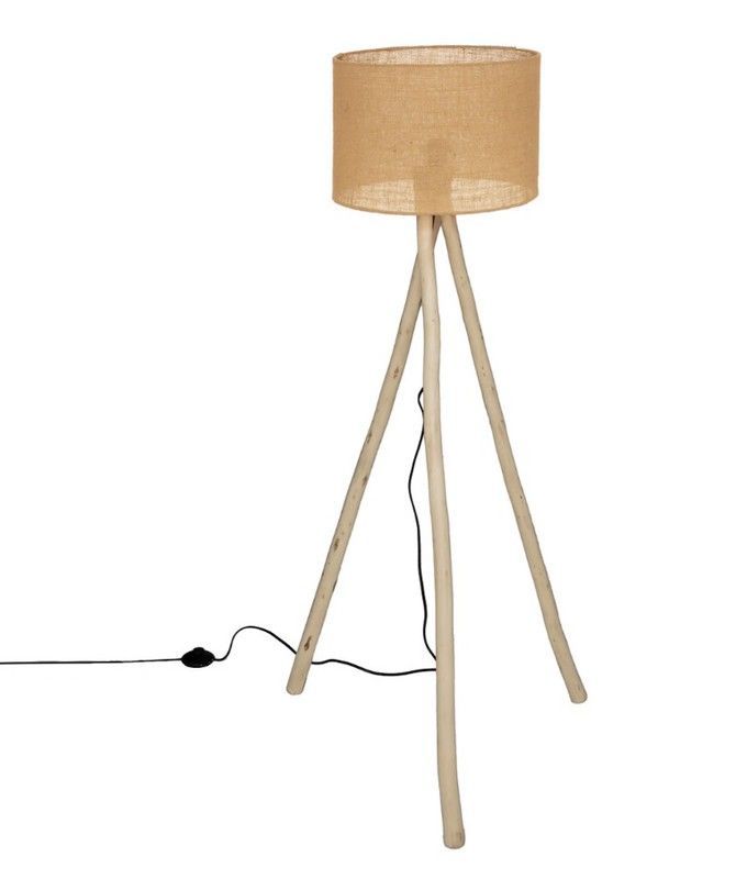 Lámpara de pie trípode en madera natural Sea view, altura 151 cm