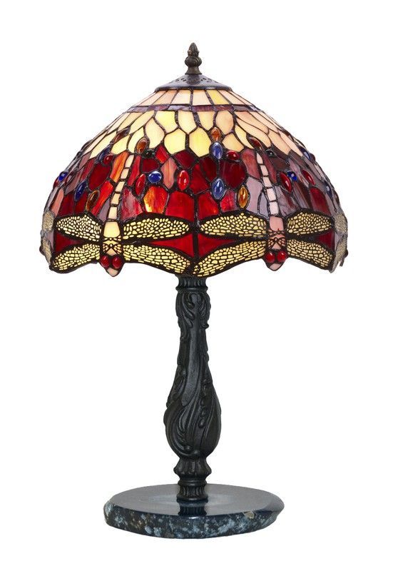Lámpara De Sobremesa base con agata azul Tiffany Serie Belle Rouge Diámetro 30cm Tiffan y Luz