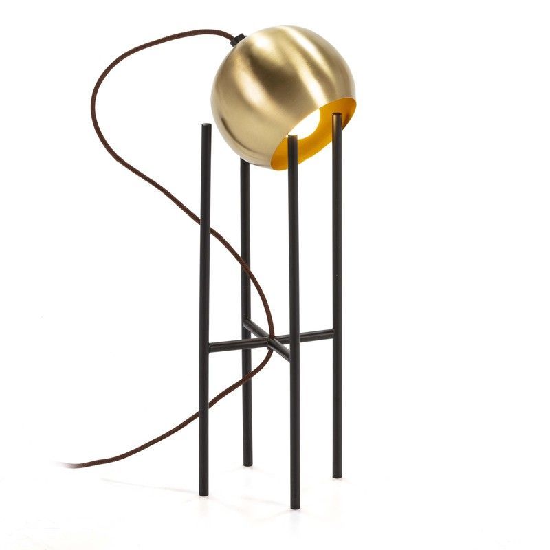 Lámpara de sobremesa de metal dorado y negro, Ø15x46 cm