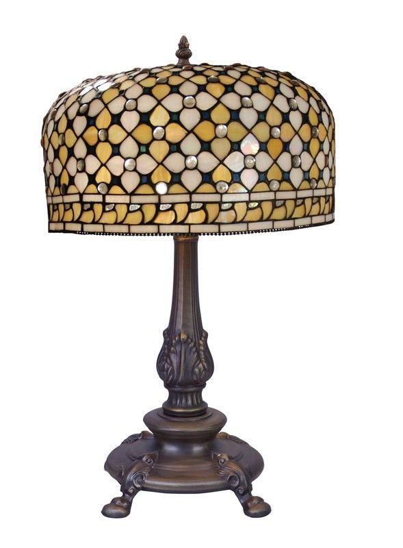 Lámpara De Sobremesa montura extra grande Tiffany Serie Queen Diámetro 45m Tiffan y Luz