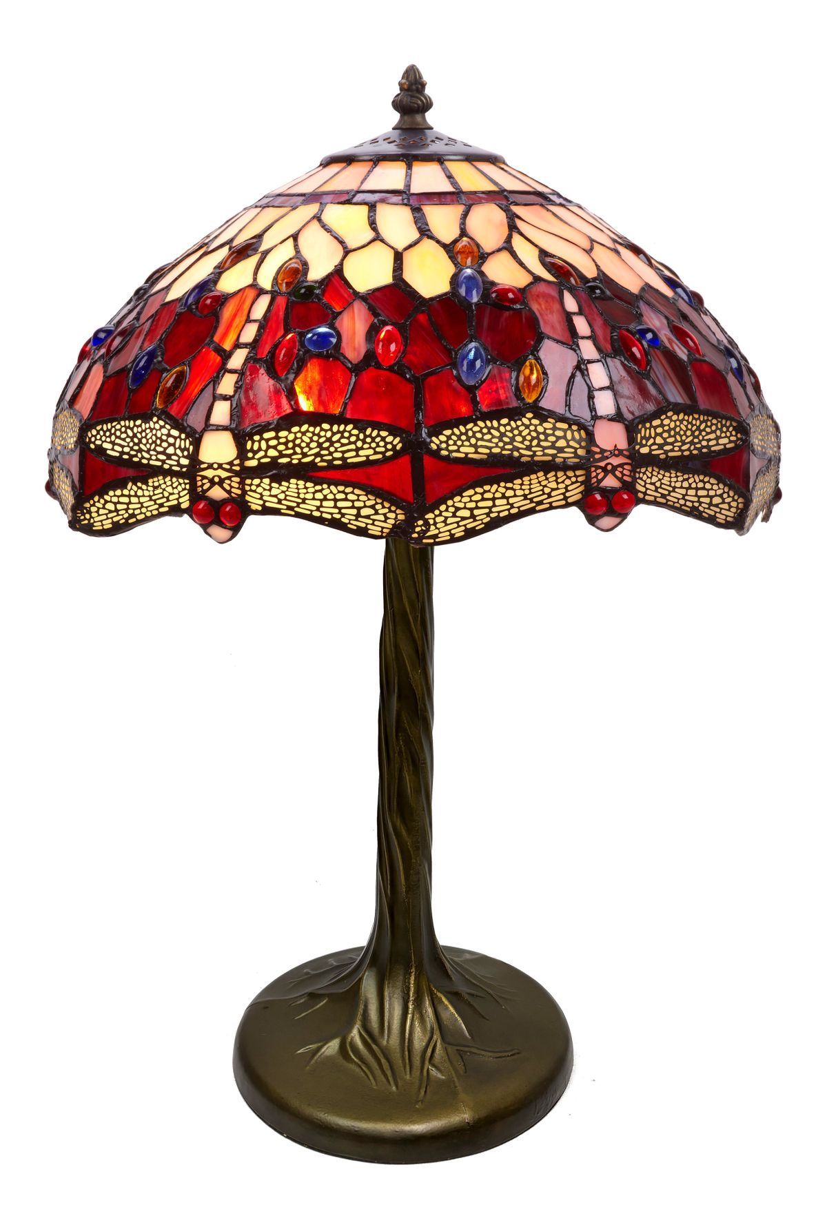 Lámpara De Sobremesa Tiffany Base árbol Serie Belle Rouge Diámetro 40cm Tiffan y Luz