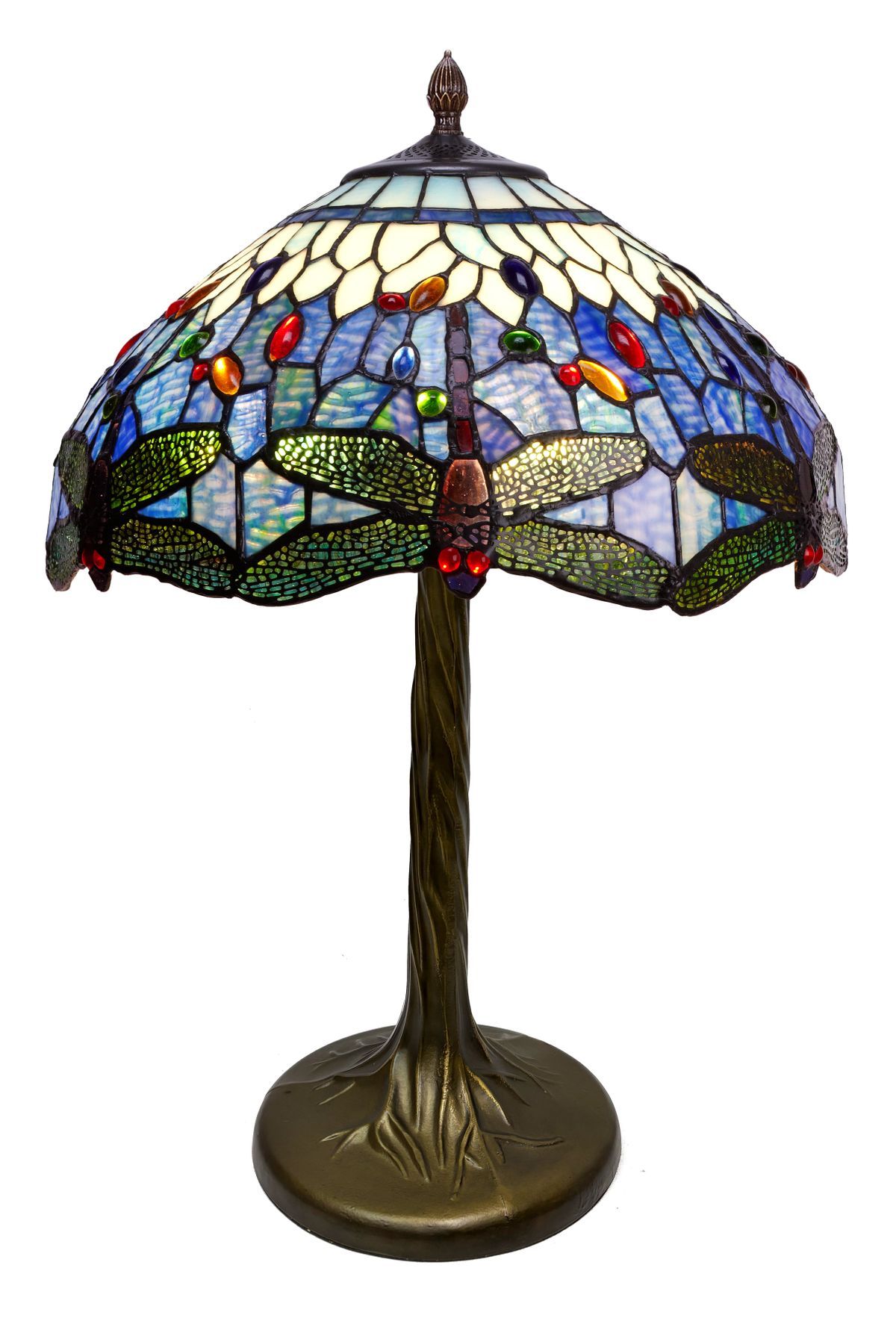 Lámpara de sobremesa Tiffany con base árbol Serie Belle Epoque d.40cm Tiffan  y Luz