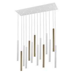 Lámpara de techo, con 14 luces, de metal blanco y dorado, 82 x 25 x 40 cm | Varas