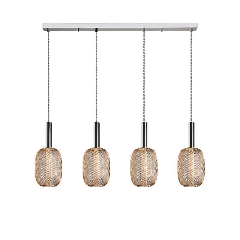 Lámpara de techo, con 4 luces, de metal dorado, 88 x 13 x 30 cm | Micrón
