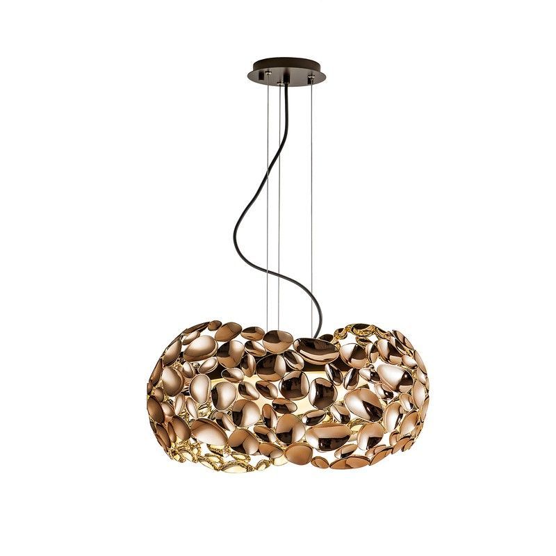 Lámpara de techo, con 5 luces, de metal bañado de oro rosa, Ø 47 x 26 cm | Narisa