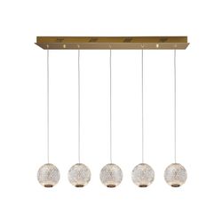 Lámpara de techo, con 5 luces, de metal y acrílico en dorado, 96 x 11 x 11 cm | Austral