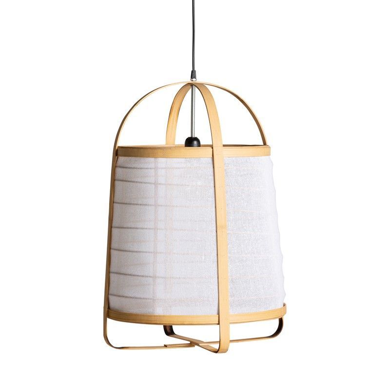 Lámpara de techo de bambú y lino, Ø 44 x 64 cm