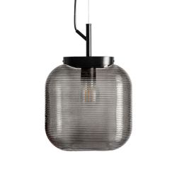 Lámpara de techo de cristal en gris translúcido, 25 x 13 x 39 cm | Lura