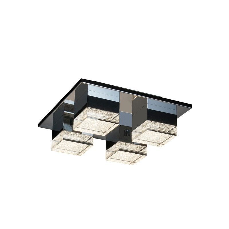 Lámpara de techo de metal en plata, 12x32x32 cm