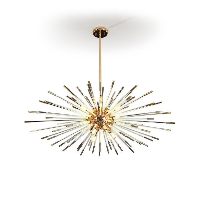 Lámpara de techo de metal y cristal dorado, Ø 100 x 42 cm | Evasión