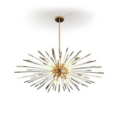 Lámpara de techo de metal y cristal dorado, Ø 100 x 42 cm | Evasión