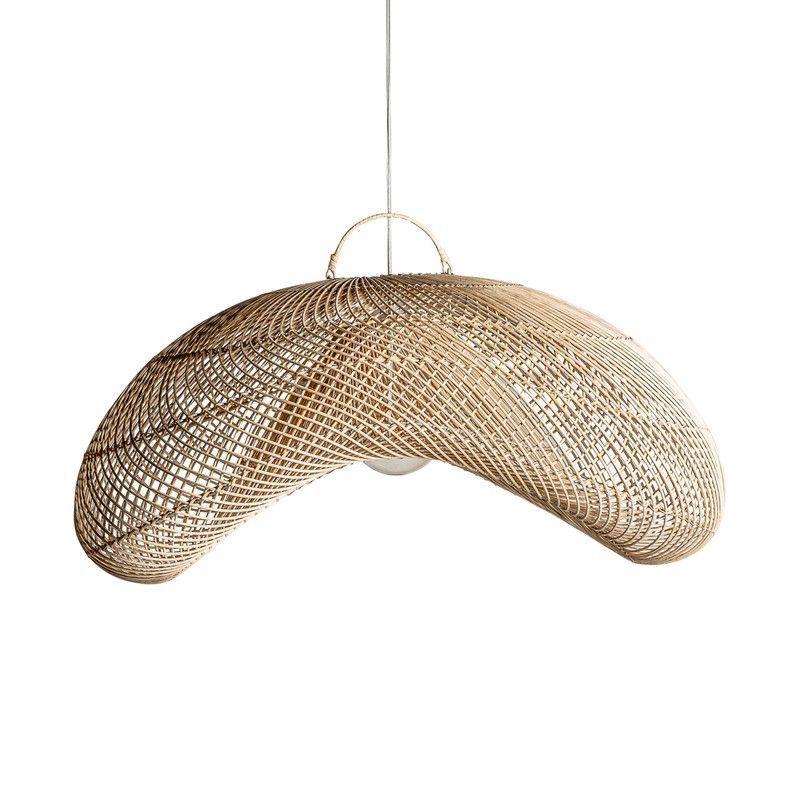 Lámpara de techo grande de ratán en natural, 84 x 62 x 38 cm.
