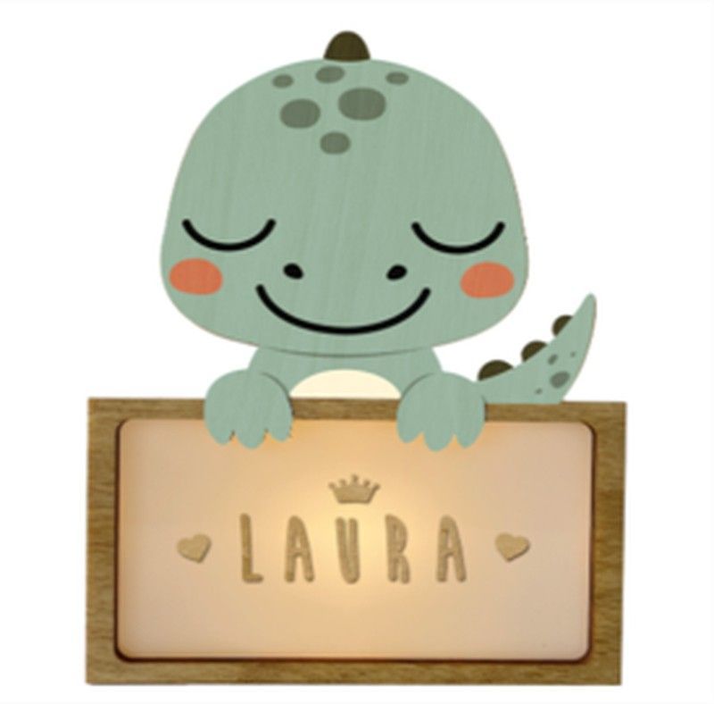 Lámpara Pequeña Dinosaurio Con Kit De Letras Nombre Personalizable Vintiun