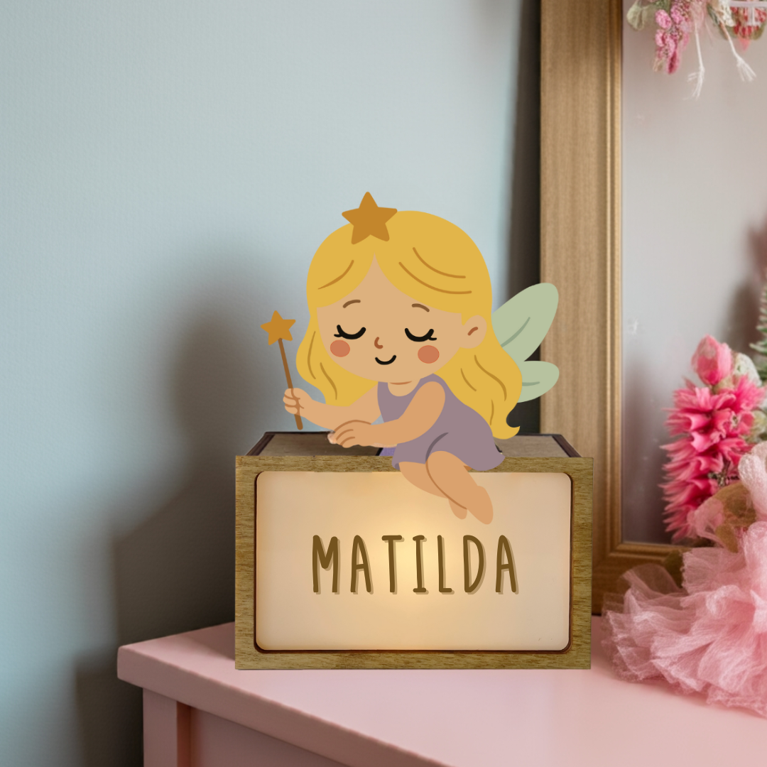 Lámpara Pequeña Hada Con Kit De Letras Nombre Personalizable Vintiun