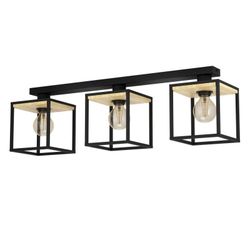 Lámpara Plafon Libertad 3 Luces Negro Madera