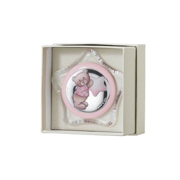 Lampara Plástico 14,5x18cm EV3703/04R Luz Nocturna Rosa Oso Estrella