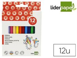 Lapices cera liderpapel caja de 12 colores