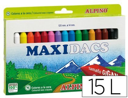 Lapices de Cera Alpino Maxidacs Caja de 15 Colores Surtidos
