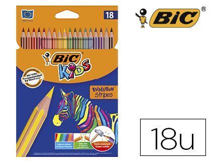 Lapices de colores bic evolution stripes caja de 18 colores surtidos